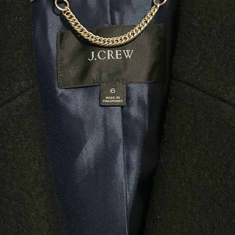 J Crew Wrap Belt Blazer Jacket Coat in Black Italian Blanket Wool with Pockets - Picture 9 of 14